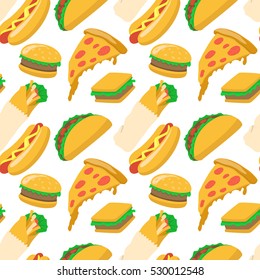 Fast food seamless pattern vector simple color