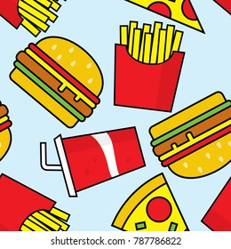 fast food seamless pattern vector file