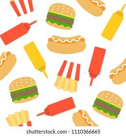 Fast food Seamless pattern for wrapping paper gift, backdrop or wallpaper