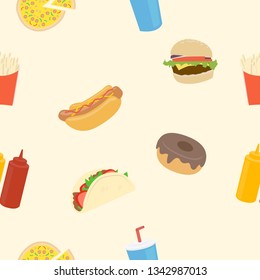 Fast Food Seamless Vector Patter Background