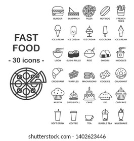 Fast Food Set - 30 vector icons