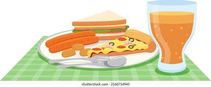 Fast food set in cartoon style illustration