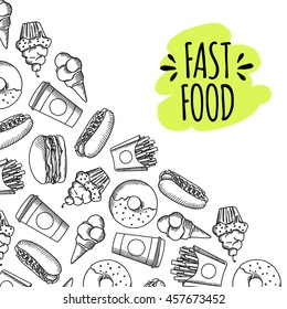 Fast food. Set of cartoon vector icons.