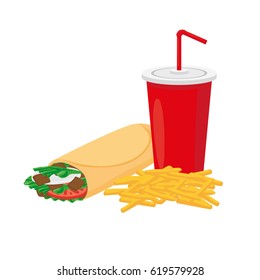 Fast food set. Good for menu design. Vector illustration