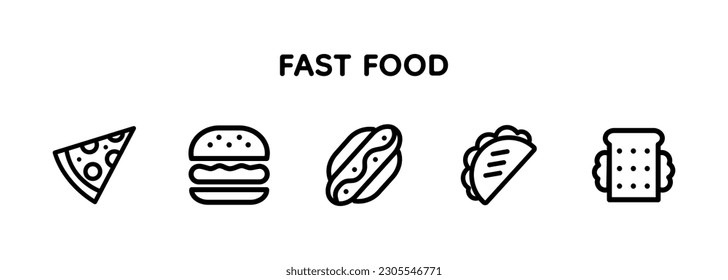 Fast Food Set icon. line.With loaf.