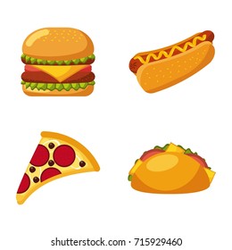 fast food set of icons menu unhealthy restaurant
