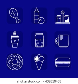 Fast food. Set of line icons. Vector illustration