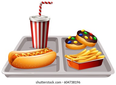 Fast food set on white