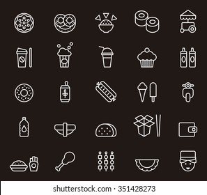FAST FOOD set of outline icons