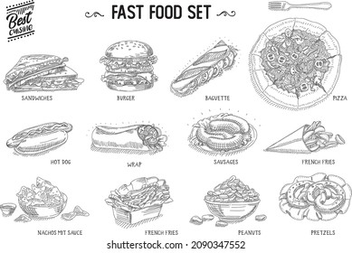 Fast Food Set Sketchy Fast Food Illustrationen Food Vektorset.