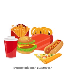 fast food, food set, vector