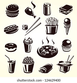 Fast food set. Vector