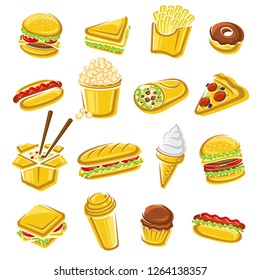 Fast food set. Vector