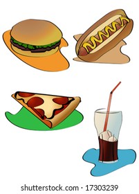 fast food set vector