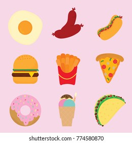 Fast food set vector