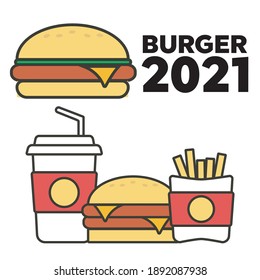 Fast food set. Vector fast food icons. Breakfast background burger vector