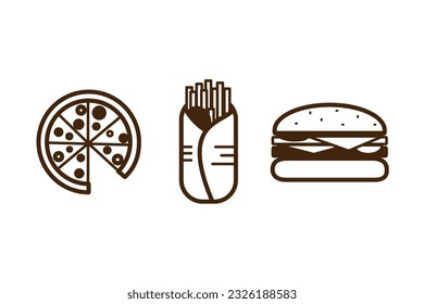 Iconos vectoriales de conjuntos de comida rápida