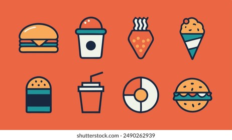 Fast food set vector icons