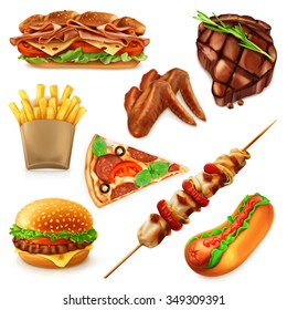 Fast food set vector icons