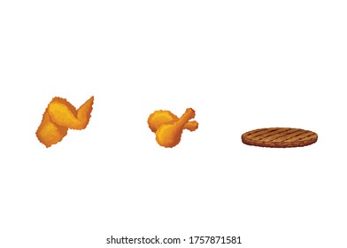 Fast food set. vector illustration on White Background