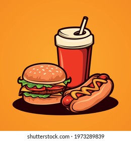 Fast food set vector illustration