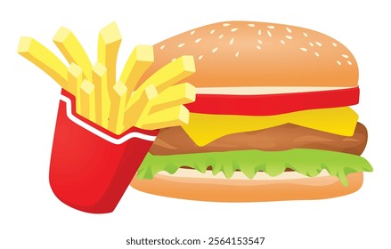 Fast food set, vector illustration