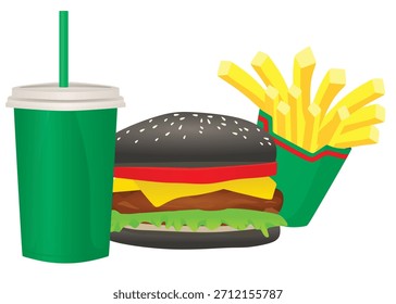 Conjunto de comida rápida, Ilustración vectorial	
