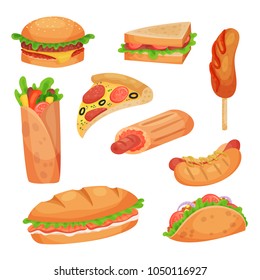 Fast food set vector Illustrations on a white background