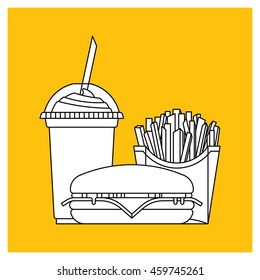 Fast food set. Vector fast food restaurant. Isolated fast food order. Vector fast food snakes.
