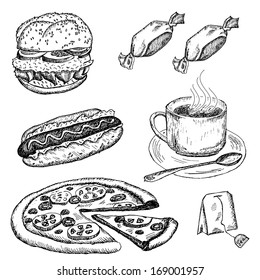 fast food. set of vector sketches