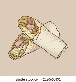 Fast Food. Shawarma Vector Graphics.