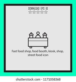 Fast food shop, food booth, kiosk  vector icon