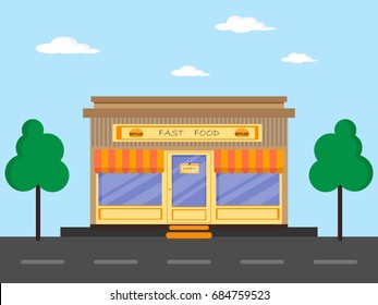 Fast food shop in flat design style 