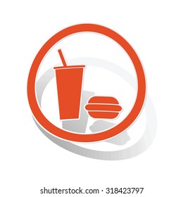 Fast food sign sticker, orange circle with image inside, on white background