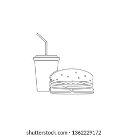 Fast Food. simple flat vector icon illustration. outline line symbol - editable stroke
