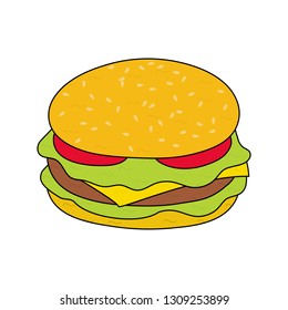 Fast food, simple hamburger pattern for decoration and design