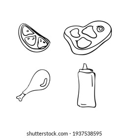 Fast food simple hand drawing style