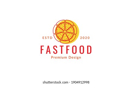 fast food simple line colorful pizza logo symbol icon vector graphic design illustration