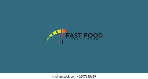 Fast food simple logo design with unique concept premium vector