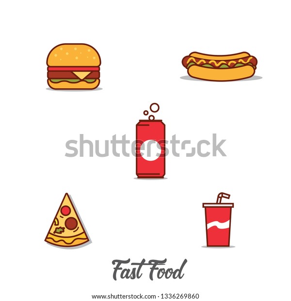 Fast Food Simple Vector Stock Vector (Royalty Free) 1336269860 ...