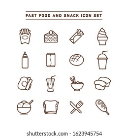 FAST FOOD AND SNACK ICON SET
