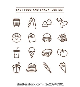 FAST FOOD AND SNACK ICON SET