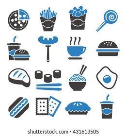 fast food, snack icon set