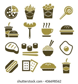 fast food, snack icon set