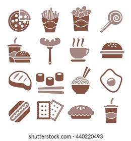 fast food, snack icon set