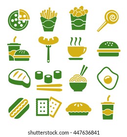 fast food, snack icon set
