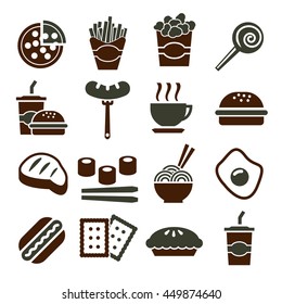 fast food, snack icon set