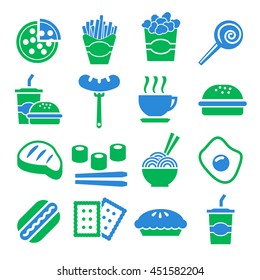 fast food, snack icon set