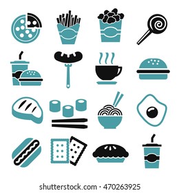 fast food, snack icon set