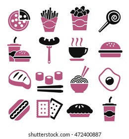 fast food, snack icon set